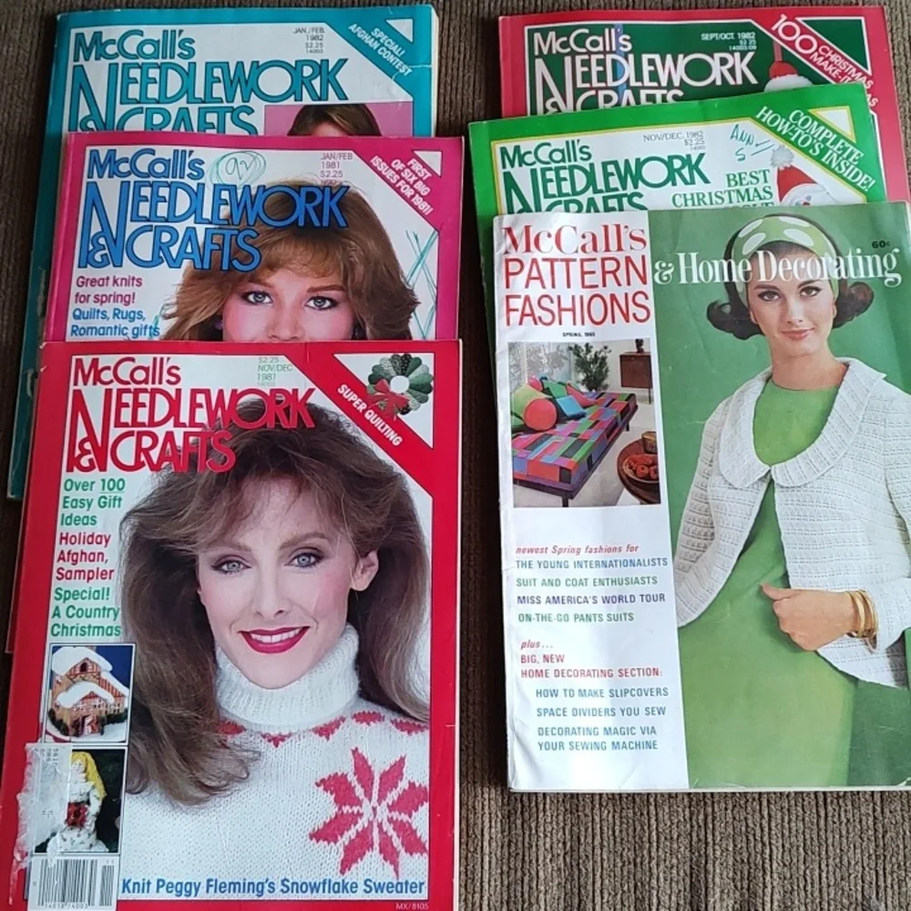 Vintage Craft Patterns, McCalls Needlework and Crafts Magazine Lot Of 10